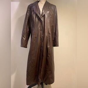 Metrostyle Dark Brown Faux Leather Trench Coat